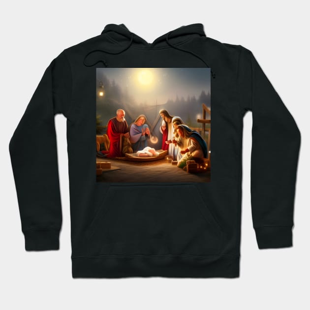 Christmas nativity scene as imagined by an AI art generator Hoodie by erickphd